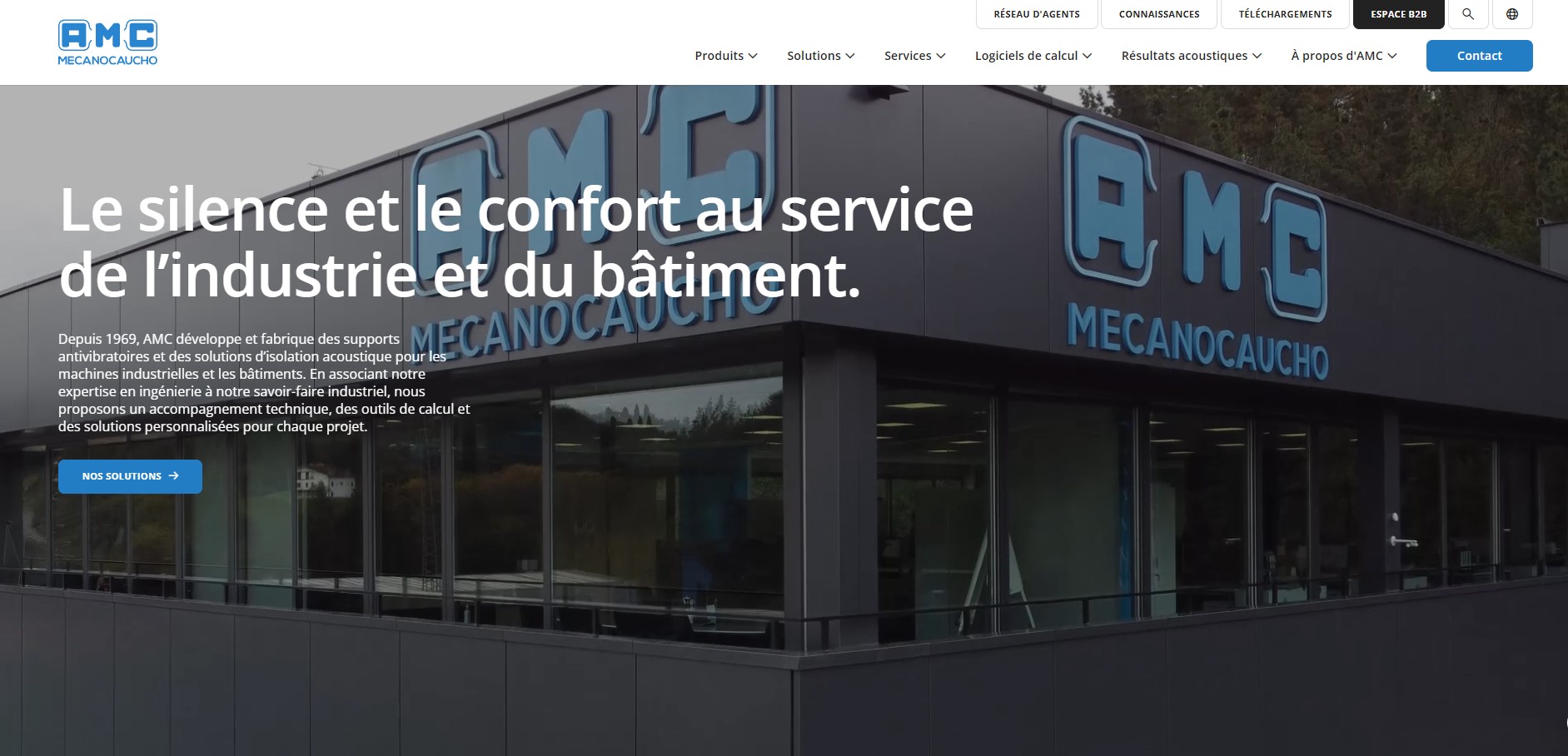 Página principal de la nueva web de AMC MECANOCAUCHO
